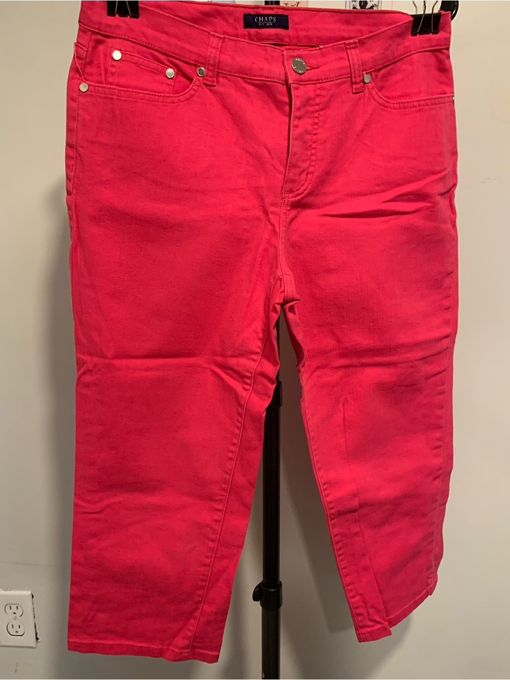 Chaps Bright Pink Cropped Stretch Jeans